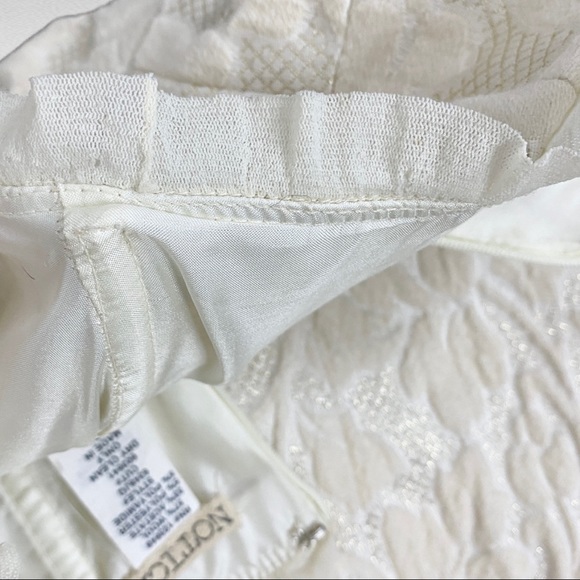 NOTICE | Cream Metallic Gold Brocade Wool Blend Bandeau Strapless Mini Dress - Picture 12 of 16